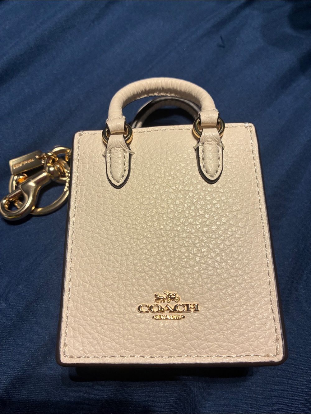 Coach Chalk Pebbled Leather Mini Tote  with Gold Hardware bag charm